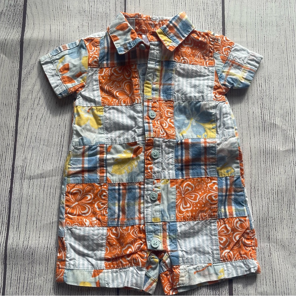 Gymboree Seashore Patchwork Shortie One Piece size 0-3 months